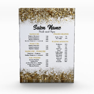 Bloc Photo Beauty Nail Salon Prix du menu Gold confetti