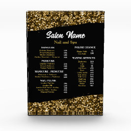 Bloc Photo Beauty Nail Salon Prix du menu Gold confetti