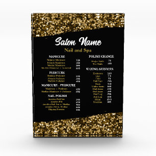 Bloc Photo Beauty Nail Salon Prix du menu Gold confetti