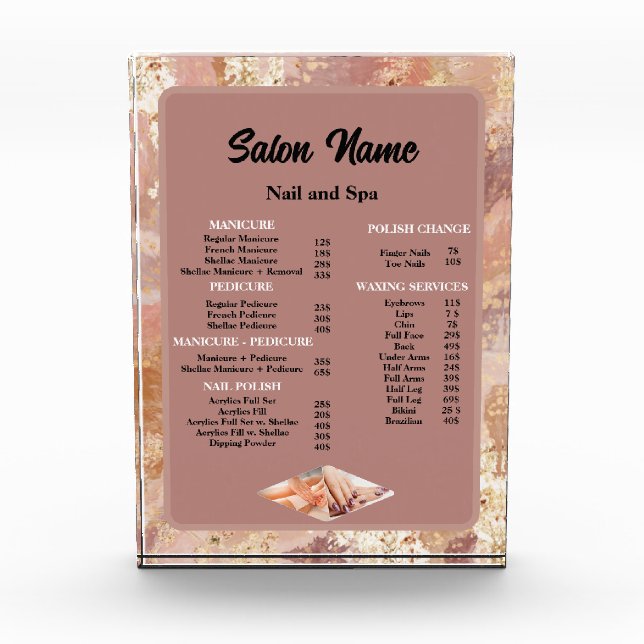 Bloc Photo Beauty Nail Salon Prix menu Marbre (Devant)
