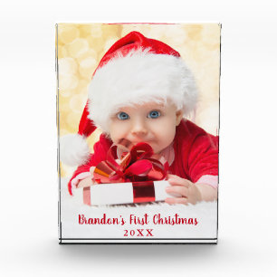 Bloc Photo Bébé First Christmas Red Script L
