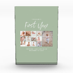Bloc Photo Bébés first year photo collage script green