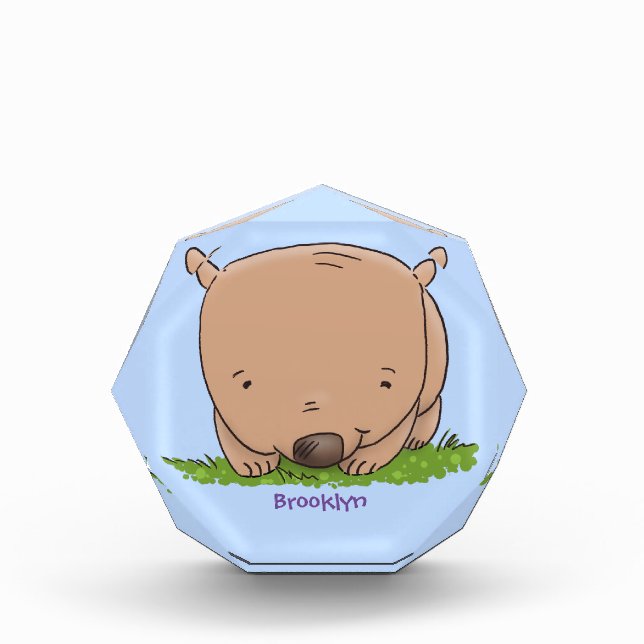 Bloc Photo Belle illustration de dessin animé de bébé wombat (Devant)