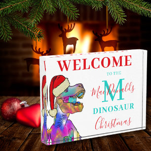 Bloc Photo Bienvenue de Noël aux dinosaures personnalisés