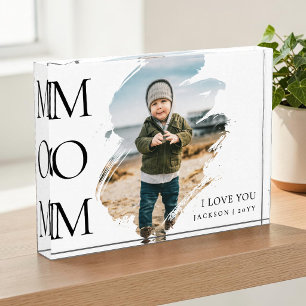 Bloc Photo Blanc Moderne Coup De Pinceau Unique  J'Aime Maman