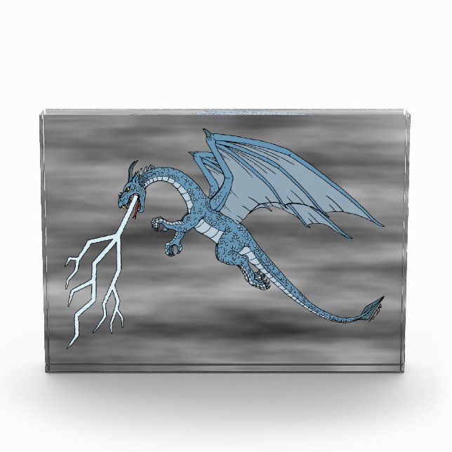 Bloc Photo Bleu Dragon cracher la foudre (Devant)