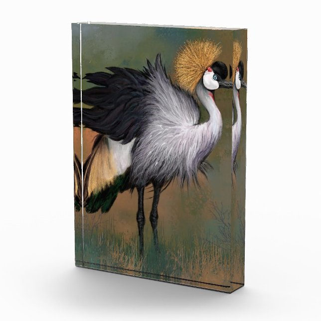 Bloc Photo Bloc de photos Gris Gris Crowned Crane Bird (Droite)