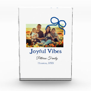 Bloc Photo Blue bow joyful Vibes ajouter nom de famille photo