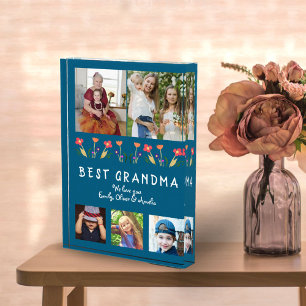 Bloc Photo Blue Cute Meilleures Fleurs Grandma Famille Floral