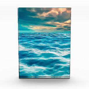 Bloc Photo Blue Ocean Seascape Ciel nuageux peinture numériqu