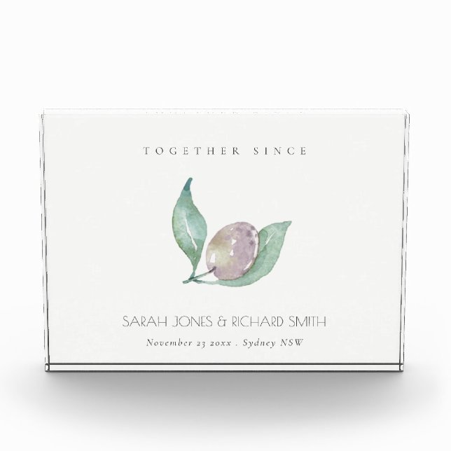 BLOC PHOTO BLUE WATERCOLOUR OLIVE SAVE THE DATE WEDDING VENIN (Devant)