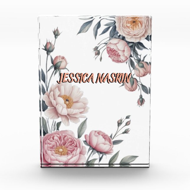 Bloc Photo Blush Navy Blue Soft Pastel Pink Floral (Devant)