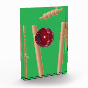Bloc Photo Bol Vert Au Cricket,