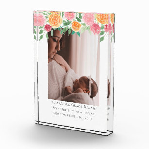Bloc Photo Bonjour Nouveau bébé photo personnalisée Fleurs ro