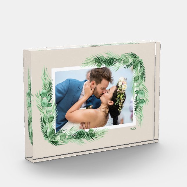 Bloc Photo Bordure de verdure d'aquarelle (Gauche)