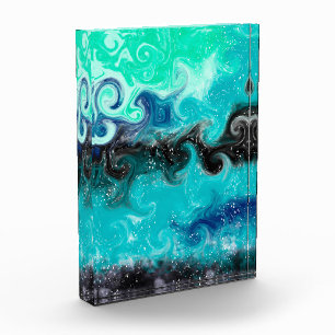 Bloc Photo Boucles de marbre turquoise, bleu et noir