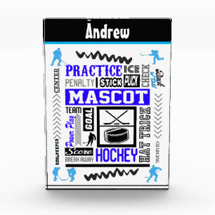 Bloc Photo Boys Hockey Terminologie Personnalisée Bleu