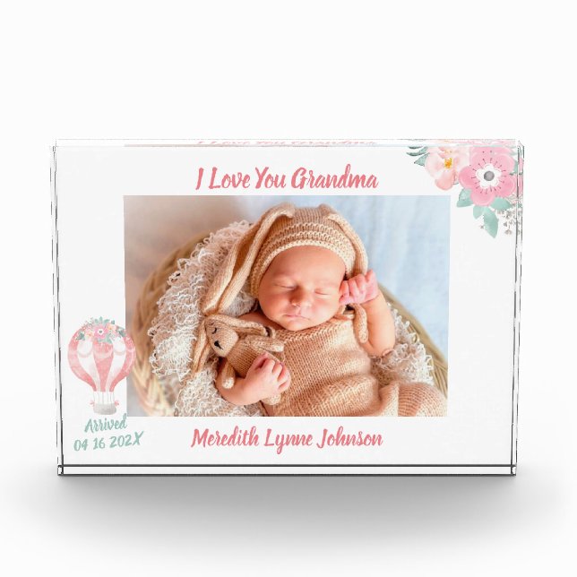Bloc Photo Cadeau pour grand-mère nouveau-né (Devant)