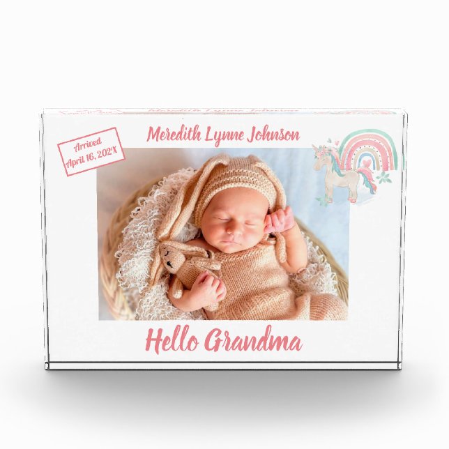 Bloc Photo Cadeau pour grand-mère nouveau-né (Devant)