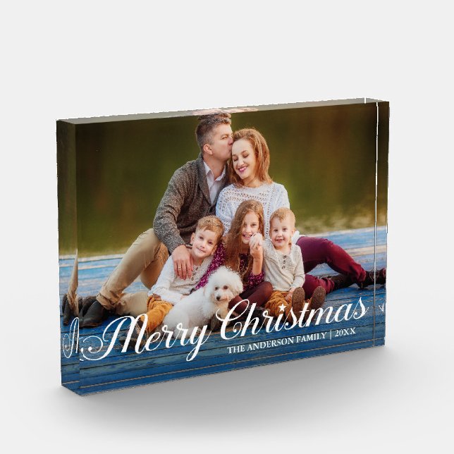 Bloc Photo Calligraphie Script Photo Merry Christmas Star (Gauche)