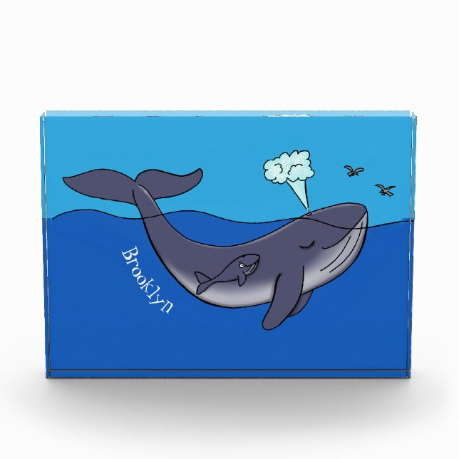 Bloc Photo Caricature de baleine mignonne et de baleine de ve (Devant)