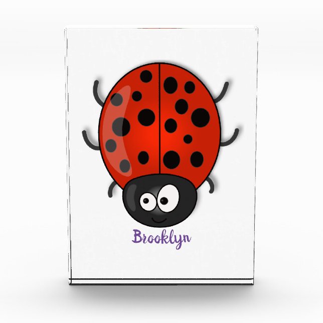 Bloc Photo Caricature de coccinelle rouge joyeux (Devant)