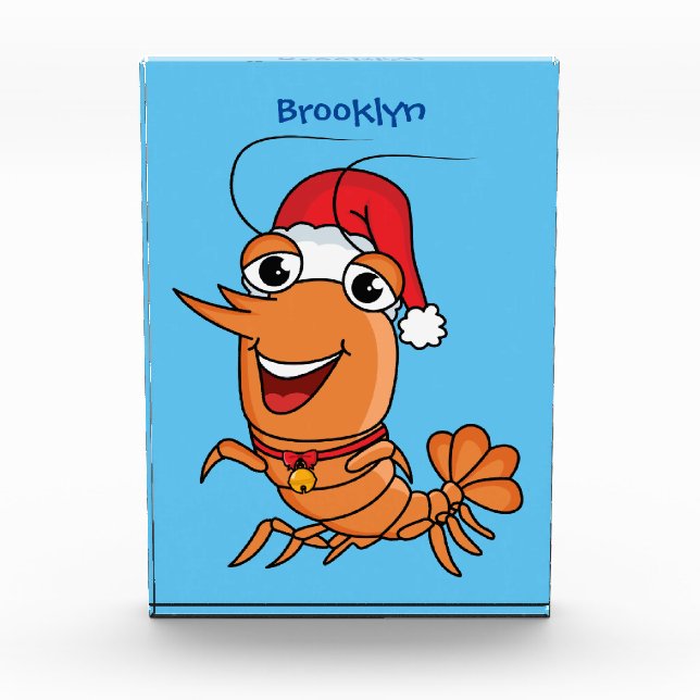 Bloc Photo Caricature de crevettes de Noël joyeux (Devant)