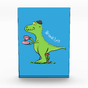 Bloc Photo Caricature de dinosaure vert t rex