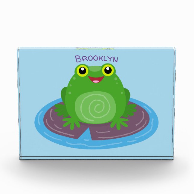 Bloc Photo Caricature de grenouille verte mignonne (Devant)