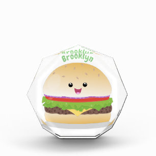 Bloc Photo Caricature de hamburger kawaii joyeux