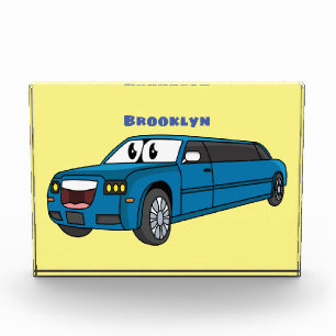 Bloc Photo Caricature de la Limousine bleu mignonne