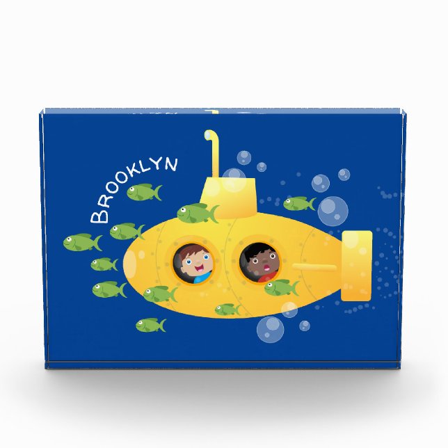 Bloc Photo Caricature de poisson sous-marin jaune mignon (Devant)