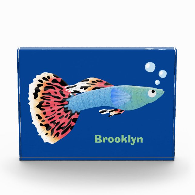 Bloc Photo Caricature de poisson tropical guppy très chic (Devant)