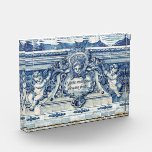 Bloc Photo Carreaux portugais bleus avec deux anges
