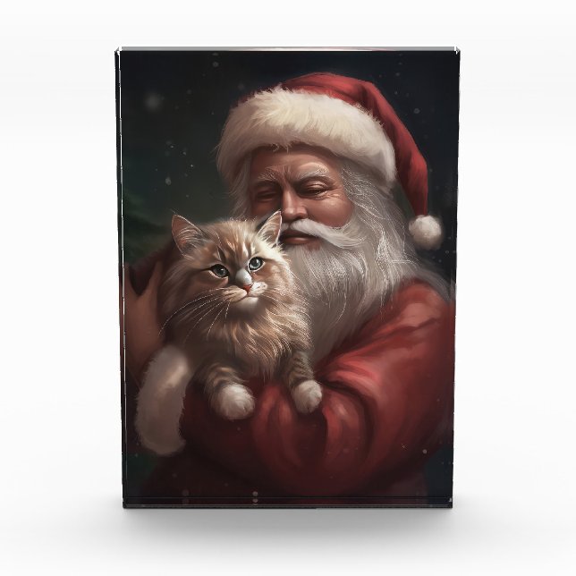 Bloc Photo Chat de Sibérie avec Noël Festif du Père Noël (Devant)