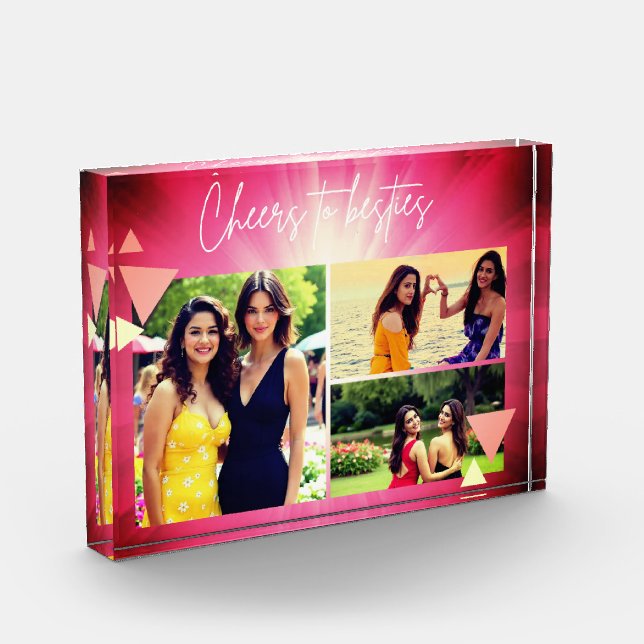 Bloc Photo Cheers to Besties Custom| Pink Air Sky Power Photo (Gauche)