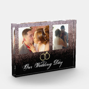 Bloc Photo Chic de jour de mariage faux brillant double