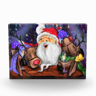 Bloc Photo Christmas Photo Block Gift Santa and Reindeers