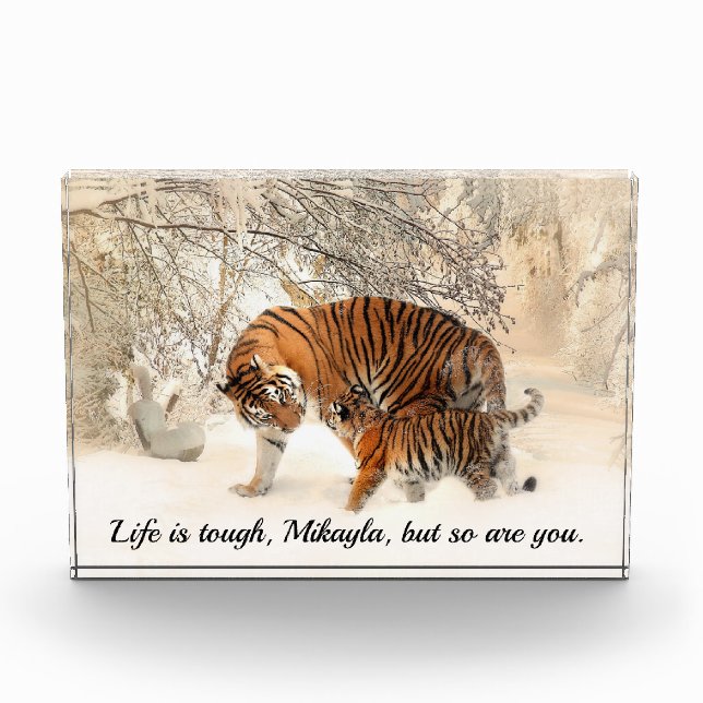 Bloc Photo Citation inspirante du tigre et de l'animal mère (Devant)