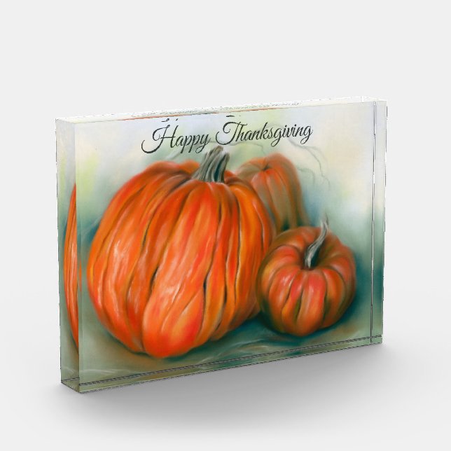 Bloc Photo Citrouille Patch Automne Trio Pastel Art Thanksgiv (Gauche)