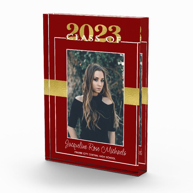 Bloc Photo Classe de 2023 Gardiens de graduation rouge et or (Droite)