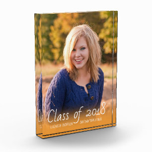 Bloc Photo Classe orange d'obtention du diplôme verticale de