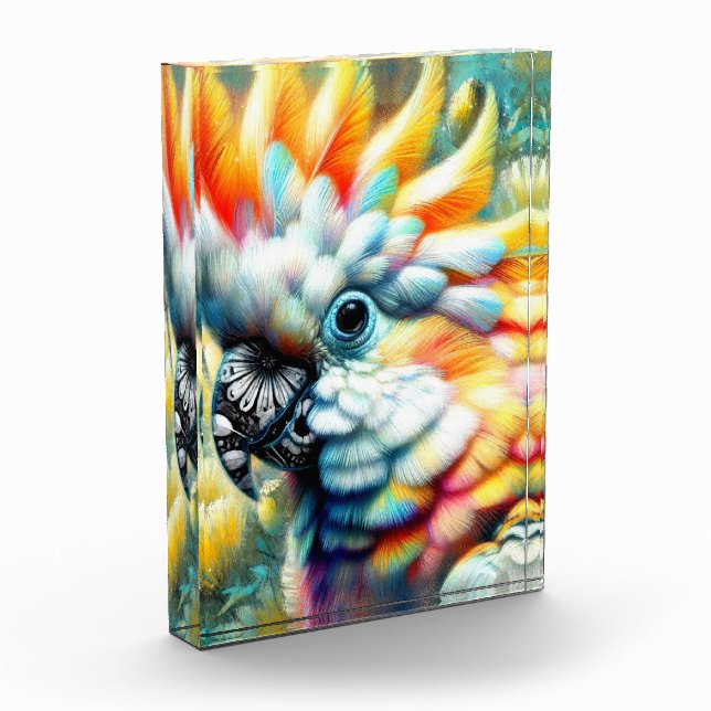 Bloc Photo Cockatoo Whimsal Oiseau Pépites jaunes Floral (Gauche)