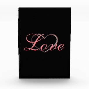 Bloc Photo Cœur Tendance Gris Calligraphie Amour Mariage