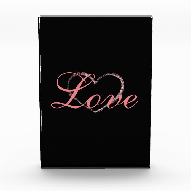 Bloc Photo Cœur Tendance Gris Calligraphie Amour Mariage (Devant)