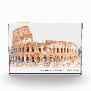 Bloc Photo Colisée Rome Italie Aquarelle Voyage italien