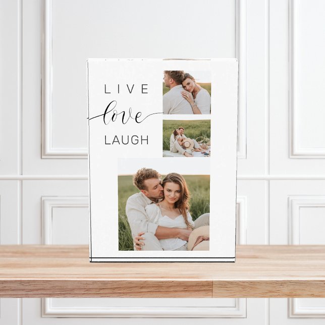 Bloc Photo Collage moderne Couple Photo & Live Love Laugh Cad (Créateur téléchargé)