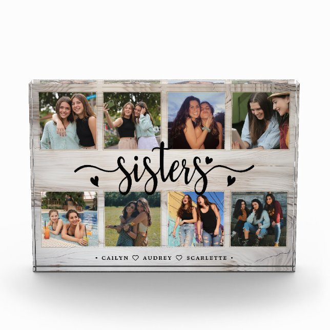 Bloc Photo Collage photo de Soeurs avec 8 photos et texte per (Devant)