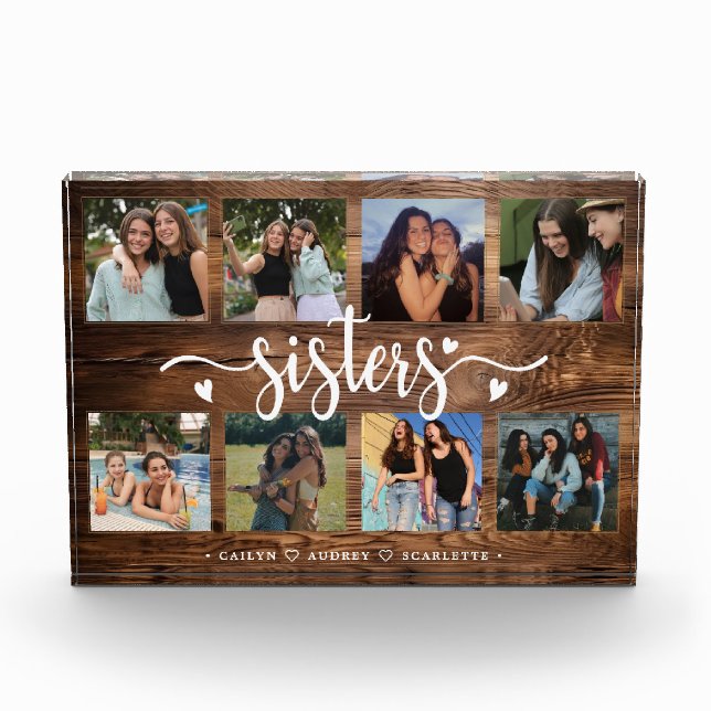 Bloc Photo Collage photo de Soeurs avec 8 photos et texte per (Devant)