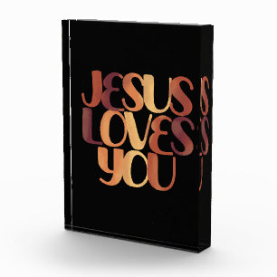 Bloc Photo Conception de typographie chrétienne Jésus aime 
